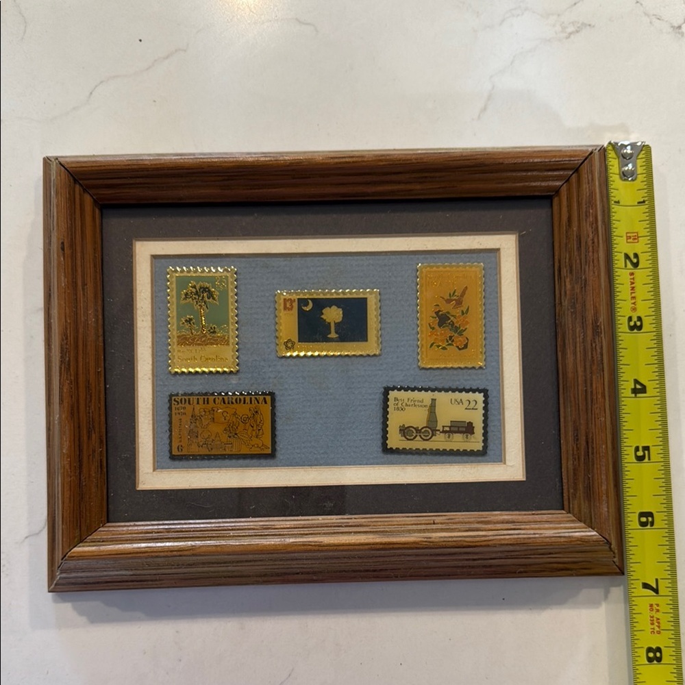 Vintage South Carolina Metal Pin Collection in Wooden Frame - Picture 3 of 4